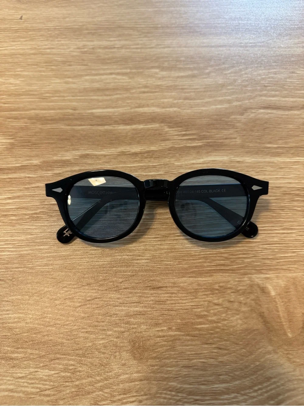 MOSCOT Lemtosh Sunglasses Black 49-24-145 Blue Lenses Unisex